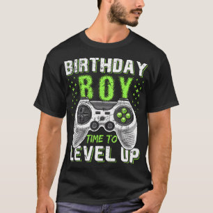 Camiseta Jogo de Vídeo Birthday Boy Level Up - Ajustado clá