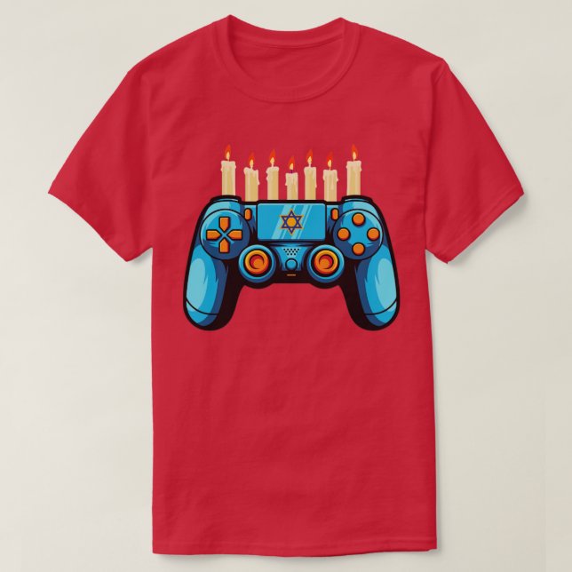 Camiseta Jogo de vídeo bonito Hanukkah Menorah (Frente do Design)