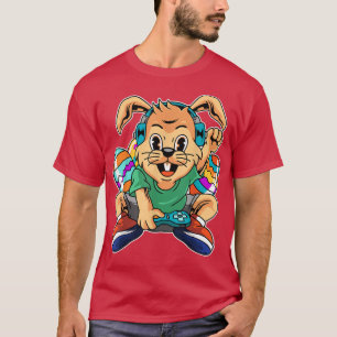 Camiseta Jogo de Vídeo Coelhinho Ovos Jogador Páscoa Jogos