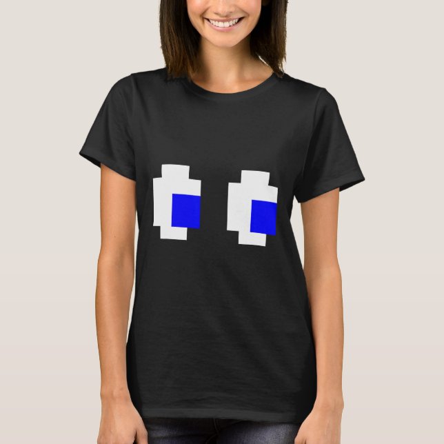 Camiseta Jogo de Vídeo com Arcade de Pixel de Olhos Fantasm (Frente)