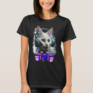 Camiseta Jogo de vídeo com jogador de gatos angora turco