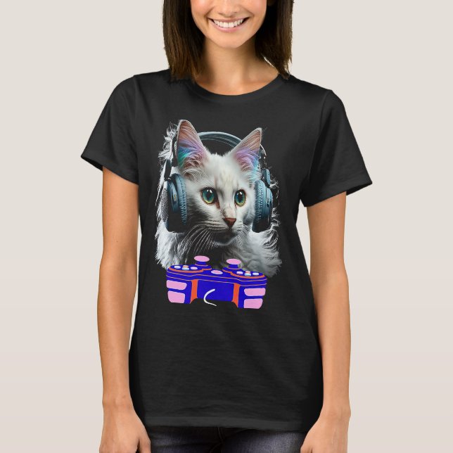 Camiseta Jogo de vídeo com jogador de gatos angora turco (Frente)