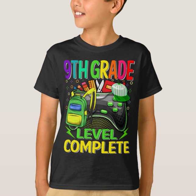 Camiseta Jogo de vídeo completo de nível 9º (Frente)