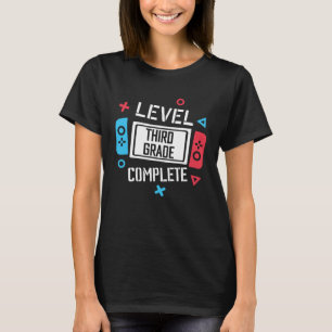 Camiseta Jogo de vídeo completo do nível 3º ano feliz no úl