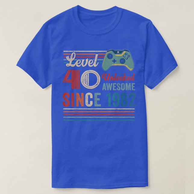 Camiseta Jogo de Vídeo de 40 Anos de Aniversário do Nível 4 (Frente do Design)