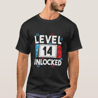 Camiseta Jogo de Vídeo de Aniversário do Nível 14 Desbloque