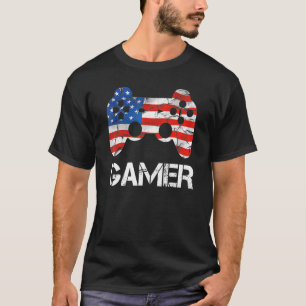 Camiseta Jogo De Vídeo De Bandeira Americano Para Jogadores