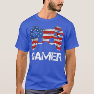 Camiseta Jogo De Vídeo De Bandeira Americano Para Jogadores