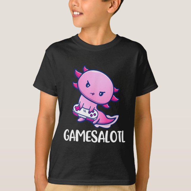Camiseta Jogo de Vídeo de Jogada Axolotl Cute (Frente)
