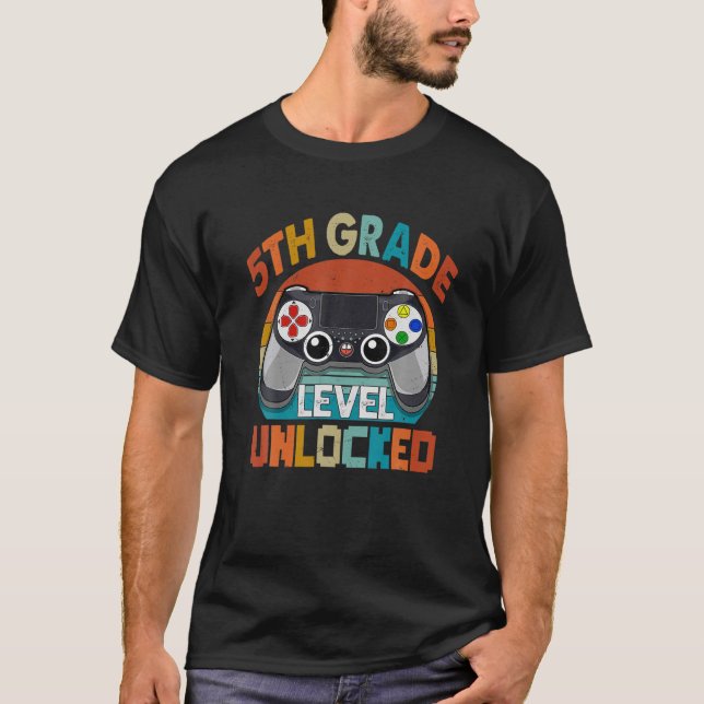 Camiseta Jogo De Vídeo Desbloqueado De Nível 5 (Frente)