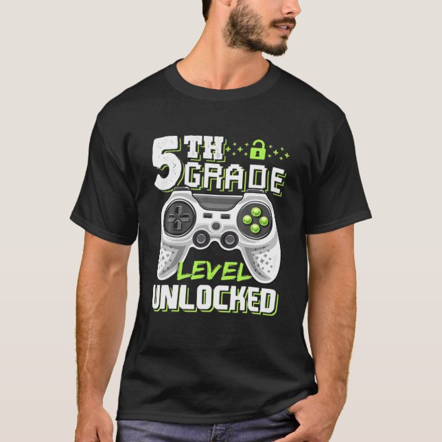 Camiseta Jogo De Vídeo Desbloqueado De Nível 5 (Frente)
