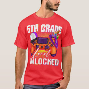 Camiseta Jogo de vídeo desbloqueado de nível 6 de volta à e