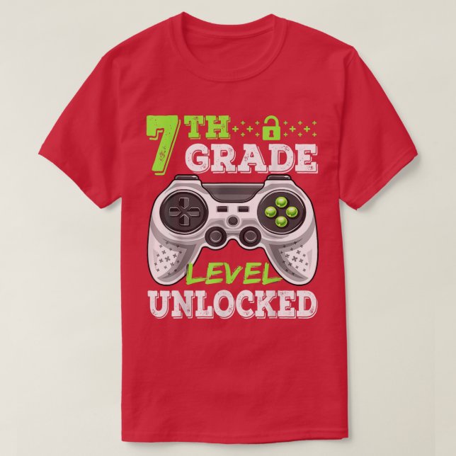 Camiseta Jogo de vídeo desbloqueado de nível 7 de volta à e (Frente do Design)