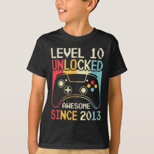Camiseta Jogo de Vídeo Desbloqueado do Nível 10 10º Anivers