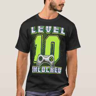 Camiseta Jogo de Vídeo Desbloqueado do Nível 10 10º Anivers