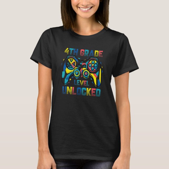 Camiseta Jogo De Vídeo Desbloqueado Do Nível 4 De Volta À E (Frente)