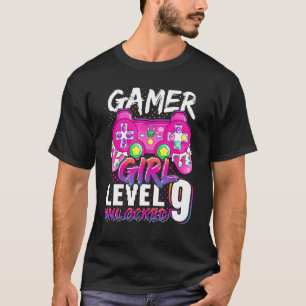 Camiseta Jogo De Vídeo Desbloqueado Do Nível 9 Da Gamer leg