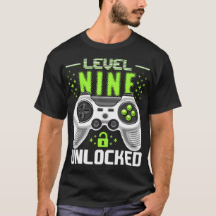 Camiseta Jogo de Vídeo Desbloqueado do Nível 9 - Jogador