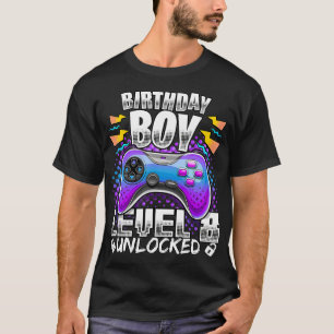 Camiseta Jogo de Vídeo Desbloqueado Nível 8 8º Aniversá