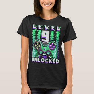 Camiseta Jogo de Vídeo Desbloqueado Nível 9 - Nono Aniversá