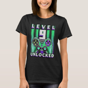 Camiseta Jogo de Vídeo Desbloqueado Nível 9 - Nono Aniversá