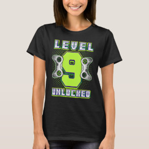 Camiseta Jogo de Vídeo Desbloqueado Nível 9 - Nono Aniversá