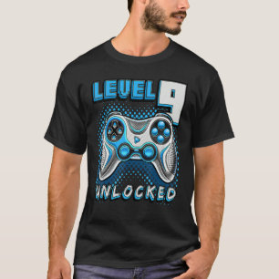 Camiseta Jogo de Vídeo Desbloqueado Nível 9 - Nono Aniversá