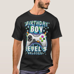 Camiseta Jogo de Vídeo Desbloqueado Nível 9 - Nono Aniversá