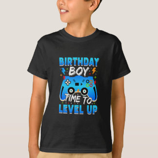Camiseta Jogo de Vídeo do Birthday Boy Level Up