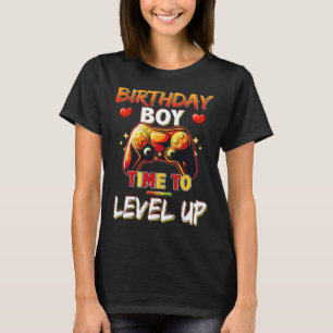 Camiseta Jogo de Vídeo do Birthday Boy Level Up