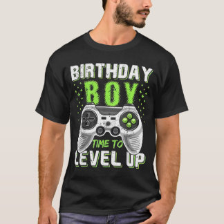 Camiseta Jogo de Vídeo do Birthday Boy Level Up