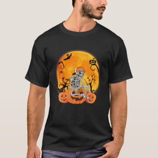 Camiseta Jogo de Vídeo do Jogador do Skeleton do Halloween