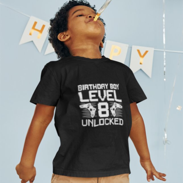 Camiseta Jogo de Vídeo do Trendy Kid Nível 8 Desbloqueado (Criador carregado)