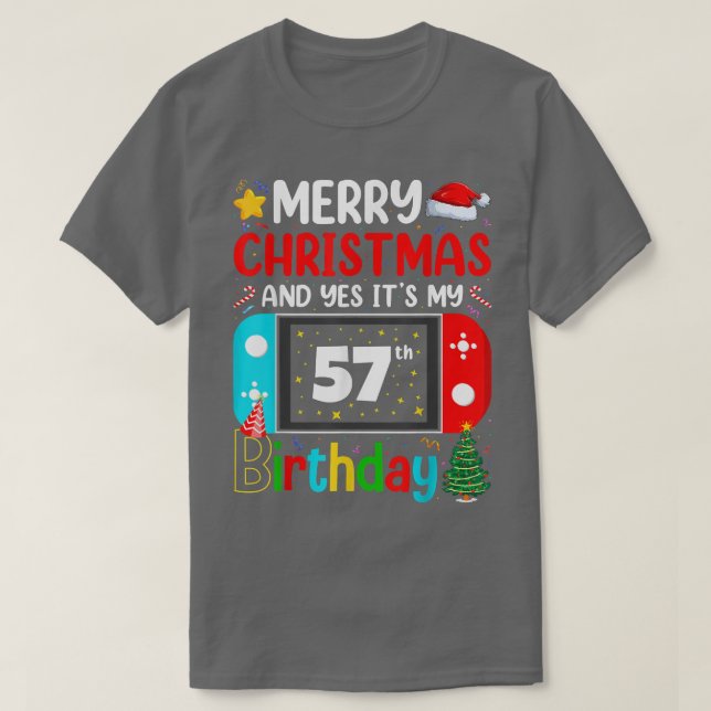 Camiseta Jogo de Vídeo Feliz Natal Sim É O Meu 57º  (Frente do Design)