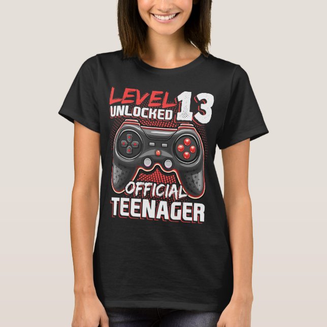 Camiseta Jogo de vídeo oficial do adolescente 13t desbloque (Frente)