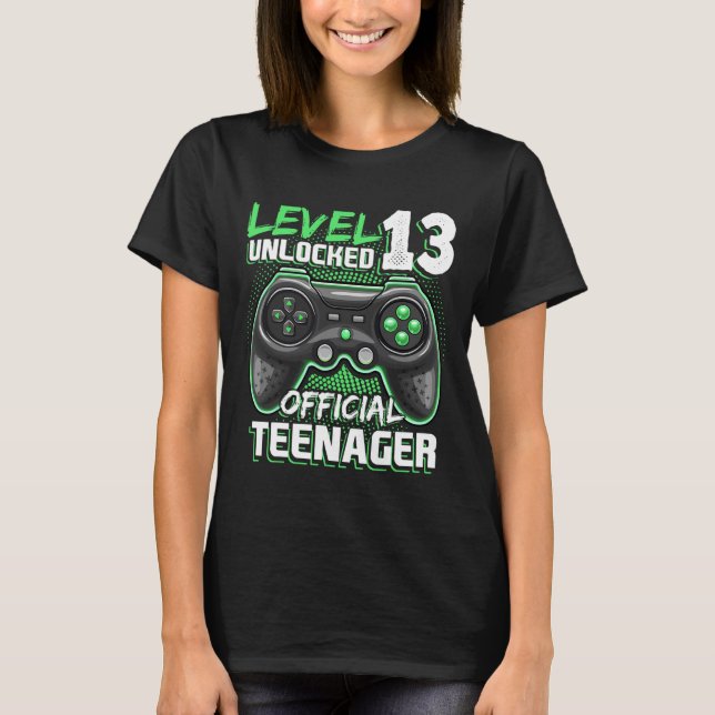 Camiseta Jogo de vídeo oficial do adolescente 13t desbloque (Frente)