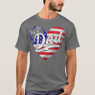 Camiseta Jogo de Vídeo Patriótico American Flag Heart