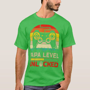 Camiseta Jogo de Vídeo Retro Vintage de Nível Papa Desbloqu