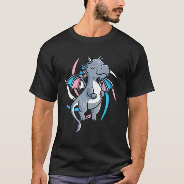 Camiseta Jogo de Vídeo Trans Dragon Dragon do Orgulho Trans (Frente)
