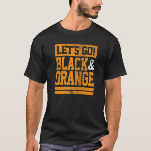 Camiseta Jogo de Vintagem de Cores da Equipe Preto e Laranj
