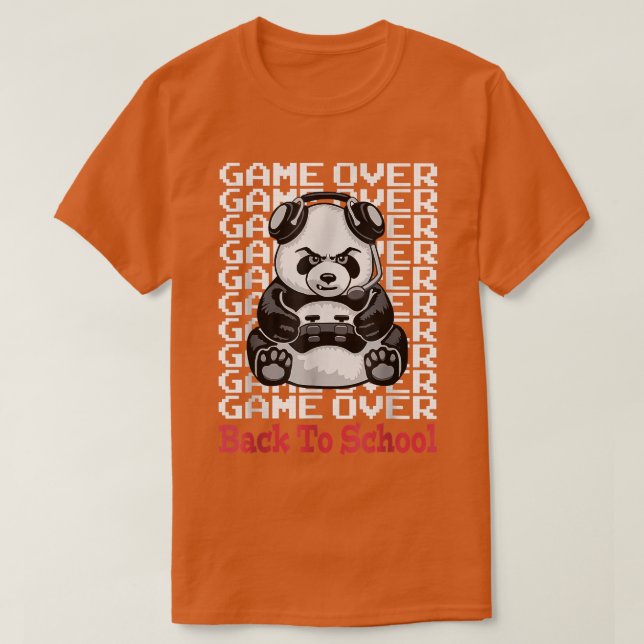 Camiseta Jogo De Volta À Escola Engraçado Panda Bear Gamer  (Frente do Design)