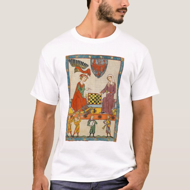Camiseta Jogo de Xadrez do Codex Manesse do Século XIV (Frente)