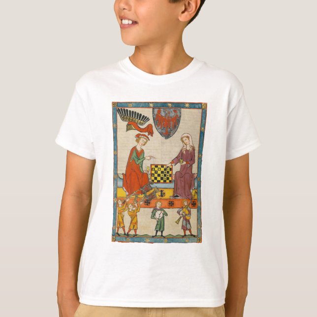 Camiseta Jogo de Xadrez do Codex Manesse do Século XIV (Frente)
