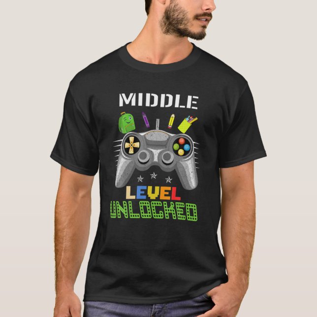 Camiseta Jogo Desbloqueado No Nível Da Escola Do Meio Do Jo (Frente)