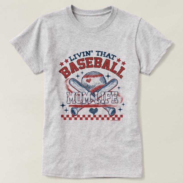 Camiseta Jogo Dia de Baseball Mãe Tee - Tee Gráfico de Base (Frente do Design)
