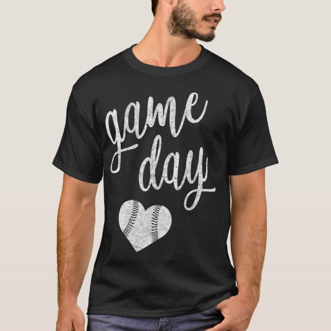 Camiseta Jogo Dia de Baseball Softball Mãe Presente no Cora (Frente)