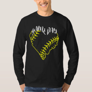Camiseta Jogo Dia do Softball Cardíaco Vintage Softball Bas