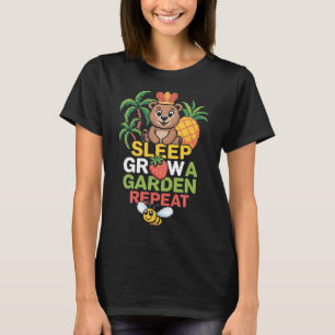 Camiseta Jogo Divertido Comer Dormir Cultivar Um Jardim Rep