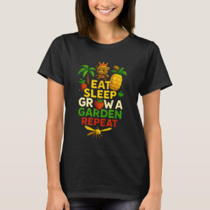 Camiseta Jogo Divertido Comer Dormir Cultivar Um Jardim Rep