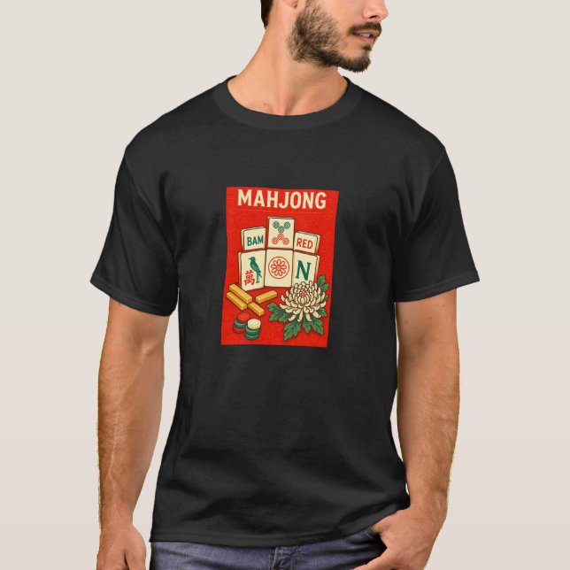 Camiseta Jogo Divertido de Mahjong Crack Dot Bam (Frente)